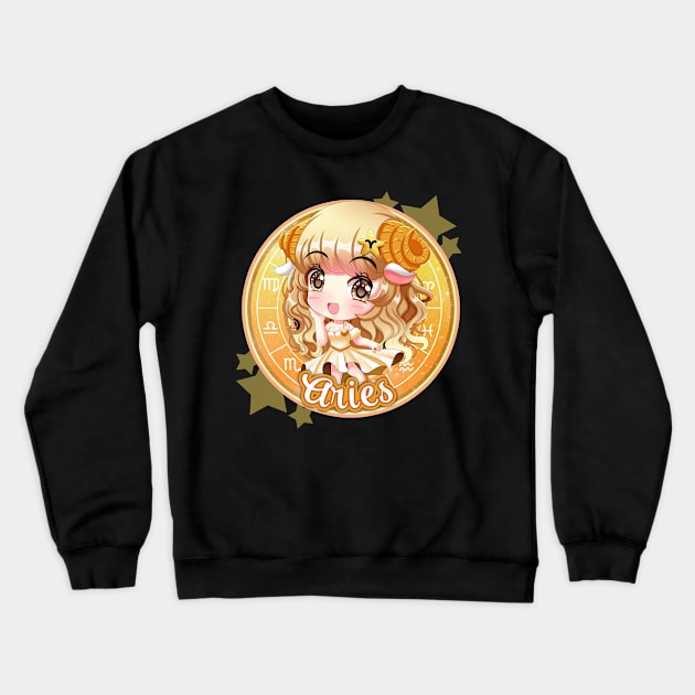 Chibi Aries Crewneck Sweatshirt by My Tribe Apparel